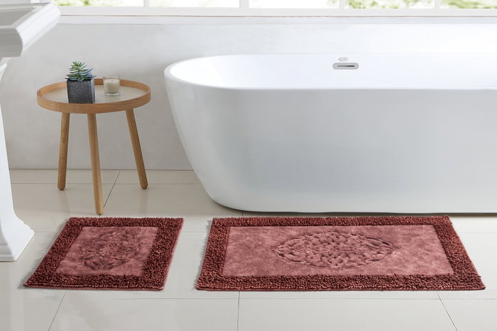 Mijölnir Juego de alfombrillas de baño de algodón 100% Rojo clarete Mijölnir Juego de alfombrillas de baño de algodón 100% Rojo clarete
